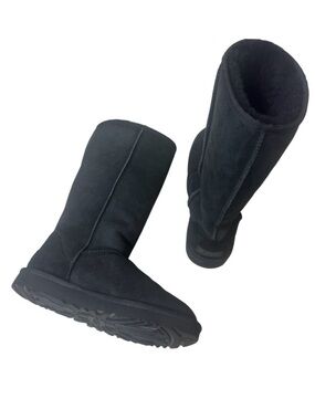 Ugg CLASSIC TALL black suede leather boots women’s shoes size 7